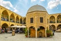 View of a former merchant hotel - buyuk han - which has been converted into a modern tourist attraction, Lefkosa, Cyprus Royalty Free Stock Photo