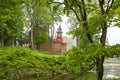 View of the former Nobleman`s house and park near Kuressaare Episcopal Castle, Saaremaa island Royalty Free Stock Photo