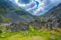 View of a former stone quarry in Glendalough, Ireland