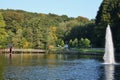 View of the formerly open-air bath Uelfebad in Radevormwald, Germany