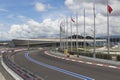 View of the Formula 1 track and Adler-Arena in Olympic Sochi pair