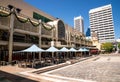 A view of Forrest Place Square, Central Myer Shopping Mall and cafe in Perth City Center