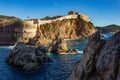 View of Fort Bokar, the city`s ancient walls and the west harbor. Dubrovnik, Croatia Royalty Free Stock Photo