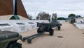 View of the Fort of Great Success, exhibits in the museum. Military equipment in the museum. Bom Sucesso Fortress Lisbao. Forte do