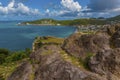 A view from Fort Louis northward from the settlement of Marigot in St Martin Royalty Free Stock Photo