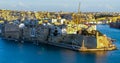 View of Fort Saint Angelo in Birgu, Malta from Valletta Royalty Free Stock Photo