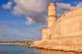 View of Fort St. Jean in Marseille with the sea