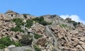 View of fort with steps leading up a hill Royalty Free Stock Photo