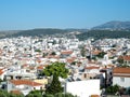 View from Fortezza above of Greek city Rethymno, harbor and Aegean Sea in the summer Royalty Free Stock Photo