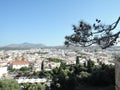 View from Fortezza above of Greek city Rethymno, harbor and Aegean Sea in the summer Royalty Free Stock Photo