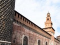View of fortified wall of Sforza Castle in Milan Royalty Free Stock Photo
