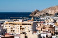 View from the fortress of Moorish houses and buildings along the port of Almeria, Spain Royalty Free Stock Photo