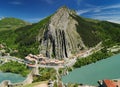 View From The Fortress Of Sisteron To The Giant Rock Rocher De La Baume And The Green Shimmering River Durance France