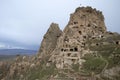 View of the fortress of Uchisar and the cave city. Cappadocia, Turkey Royalty Free Stock Photo