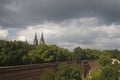 View of the fortress of Vysehrad before the storm. Prague