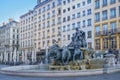 View of the fountain Bartholdi in Lyon France Royalty Free Stock Photo