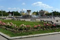 View of the fountain `Friendship of peoples` at the all-Russian exhibition center in Moscow. Royalty Free Stock Photo