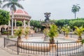 View of a fountain and a gazebo at Parque Central in Granada, Nicarag Royalty Free Stock Photo