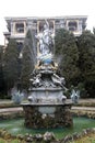 View of Fountain Goddess Night in Gurzuf Park Royalty Free Stock Photo