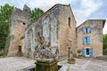 View of a fountain and a old church