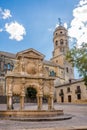 View at the fountain of Santa Maria with Cathedral of Baeza - Spain Royalty Free Stock Photo