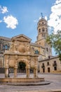 View at the fountain of Santa Maria with Cathedral of Baeza - Spain