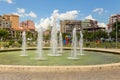 View of the fountains in Rinia Park park in Tirana city center, Albania.