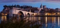 Pont St-Benezet and Avignon Cathedral at sunset, France Royalty Free Stock Photo