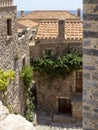 View of fragment street fortified town Monemvasia Laconia, Greece, Peloponnese
