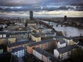 View of Frankfurt am Main city roofs at the sunset, Hesse, Germany, December 2018 Royalty Free Stock Photo