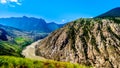 View of the Fraser River along Highway 99, from the area called the 10 mile slide near Lillooet, British Columbia Royalty Free Stock Photo