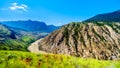 View of the Fraser River along Highway 99, from the area called the 10 mile slide near Lillooet, British Columbia Royalty Free Stock Photo