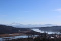 View of Fraser River and Mt. Baker from Ruskin Royalty Free Stock Photo