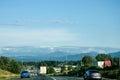 View of Fraser Valley and mountains from Abbotsford, BC, Canada Royalty Free Stock Photo