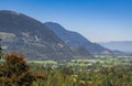 View of the Fraser Valley near Abbotsford BC. Summer in the Fraser Valley. Canadian homestead. Rural agricultural land Royalty Free Stock Photo