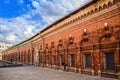 View of the fraternal cells and a fragment of the interior of the courtyard of the High Petrovsky Monastery. Moscow, Russia. Royalty Free Stock Photo