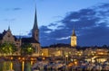 View of Fraumunster and st. Peter church, Zurich