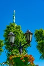 View of the Freedom monument from the Bastelkajna park in Riga, Royalty Free Stock Photo