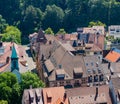 View from Freiburg Minster tower Cathedral of Our Lady to the archiepiscopal ordinariate building in the middle. Baden Royalty Free Stock Photo