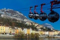 View of French Alps and Grenoble cable car in autumn Royalty Free Stock Photo