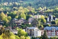 View of french alps mountain and Saint-Gervais-les-Bains village