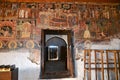 View of frescoes in ancient Greek Christian Orthodox church. Royalty Free Stock Photo