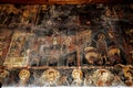 View of frescoes in ancient Greek Christian Orthodox church. Royalty Free Stock Photo