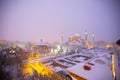 View of the Blue Mosque in the snowy winter. Istanbul, Turkey Royalty Free Stock Photo