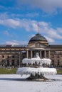 The frozen fountain in front of the casino in Wiesbaden / Germany Royalty Free Stock Photo