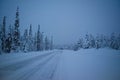 Frozen road in Lapland, Finland.