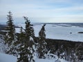 View of a frozen lake in Koli national park in Finland.