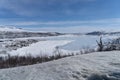 View of the frozen lake SlÃÂ¸ddfjorden near the village of HaugastÃÂ¸l, in the municipality of Hol, Viken County, Norway,