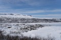 View of the frozen lake SlÃÂ¸ddfjorden near the village of HaugastÃÂ¸l, in the municipality of Hol, Viken County, Norway,