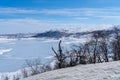 View of the frozen lake SlÃÂ¸ddfjorden near the village of HaugastÃÂ¸l, in the municipality of Hol, Viken County, Norway Royalty Free Stock Photo